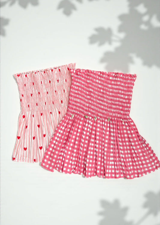 Gingham & Heart Smocked Top Duo
