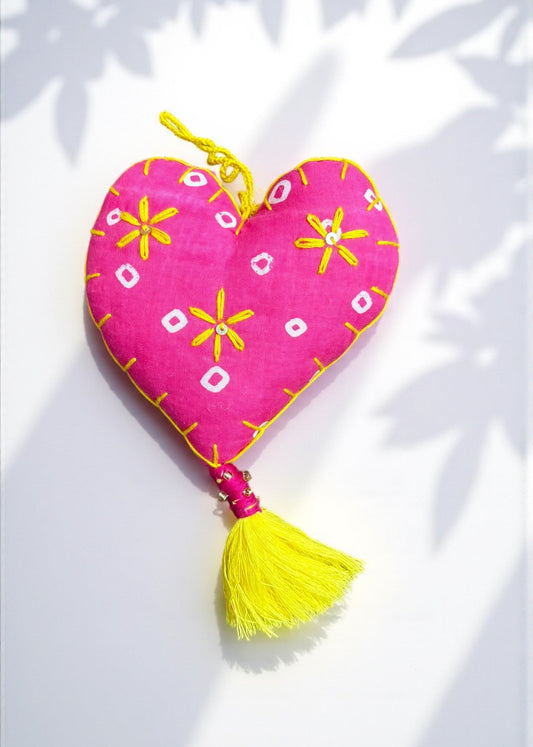 Blue Kantha Pouch & Heart Charm Mini Hamper