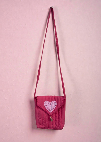 Heartline Quilted Crossbody Bag – Rose Pink