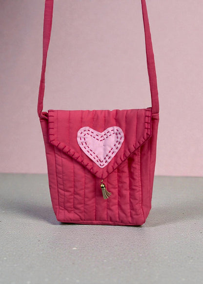 Heartline Quilted Crossbody Bag – Rose Pink
