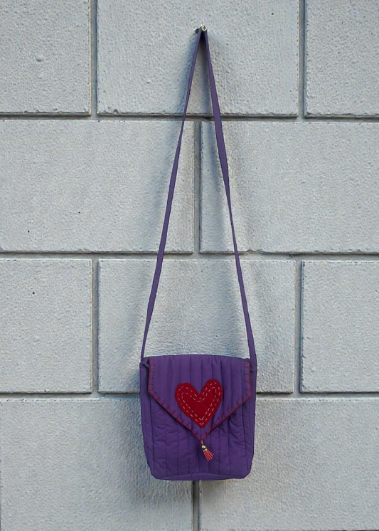 Heartline Quilted Crossbody Bag – Violet
