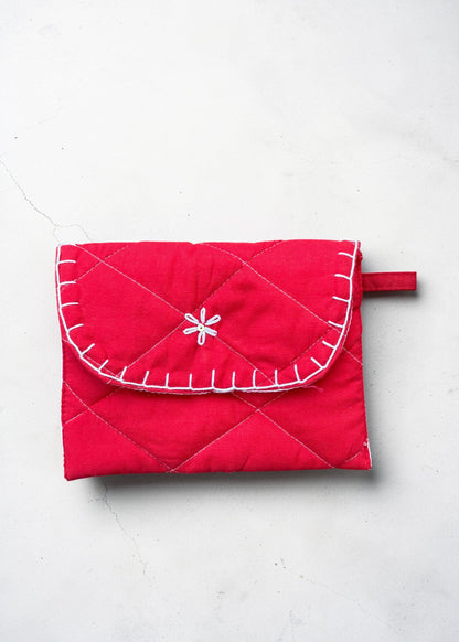 Crimson Stitch Mini Wallet