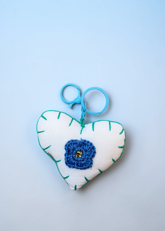Handcrafted Heart Fabric Keychain