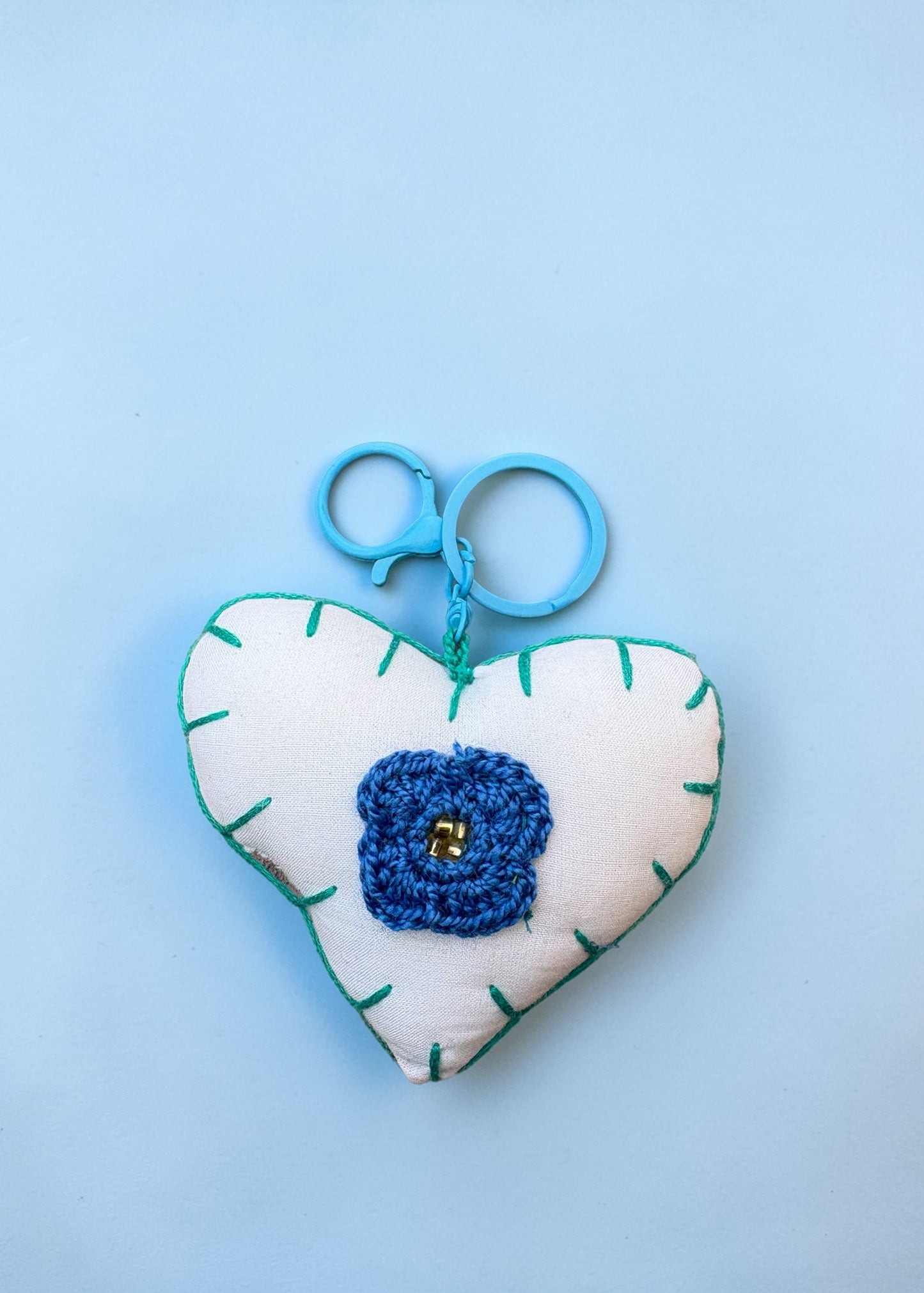 Handcrafted Heart Fabric Keychain