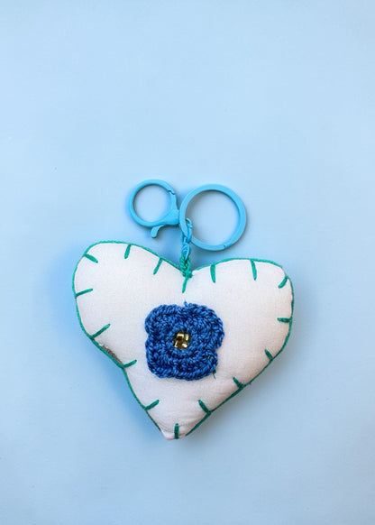 Handcrafted Heart Fabric Keychain