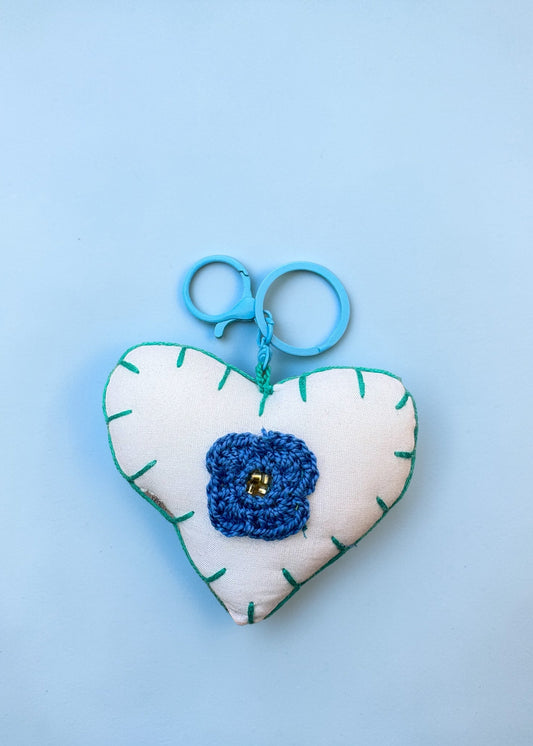 Handcrafted Heart Fabric Keychain