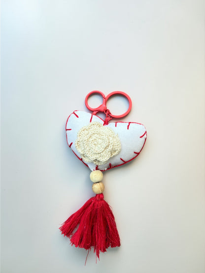Handcrafted Tassel Floral Fabric Keychain