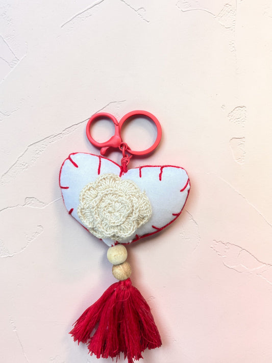 Handcrafted Tassel Floral Fabric Keychain