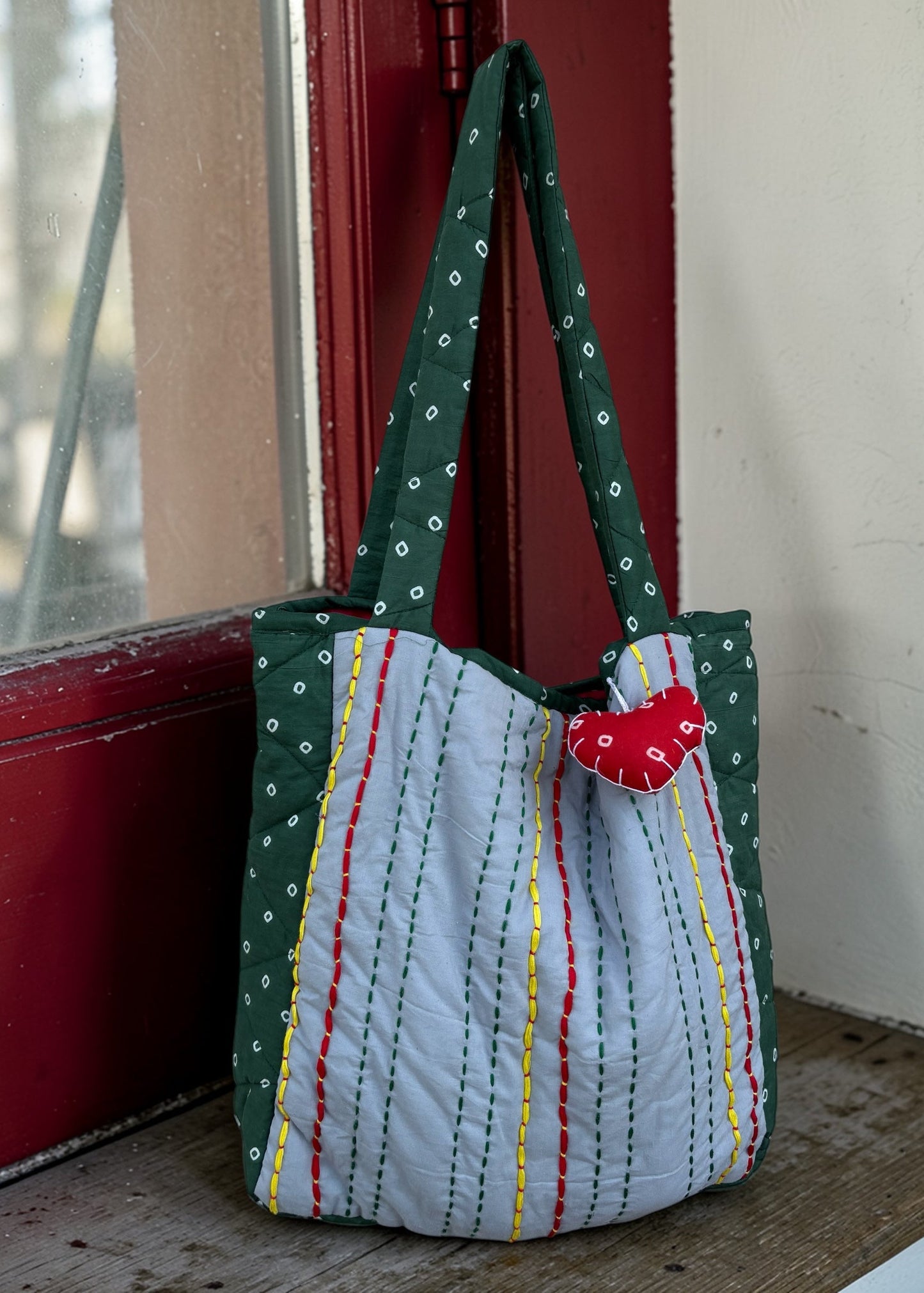 Emerald Threads Kantha Tote