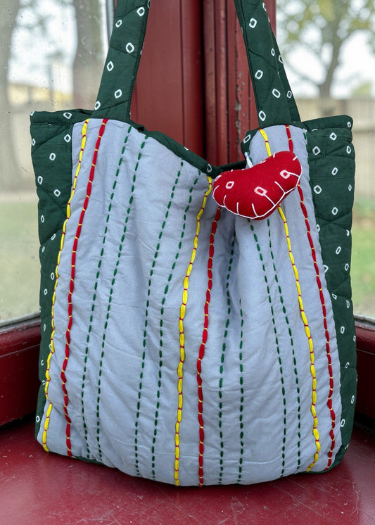 Emerald Threads Kantha Tote