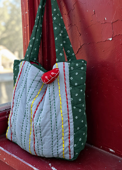 Emerald Threads Kantha Tote