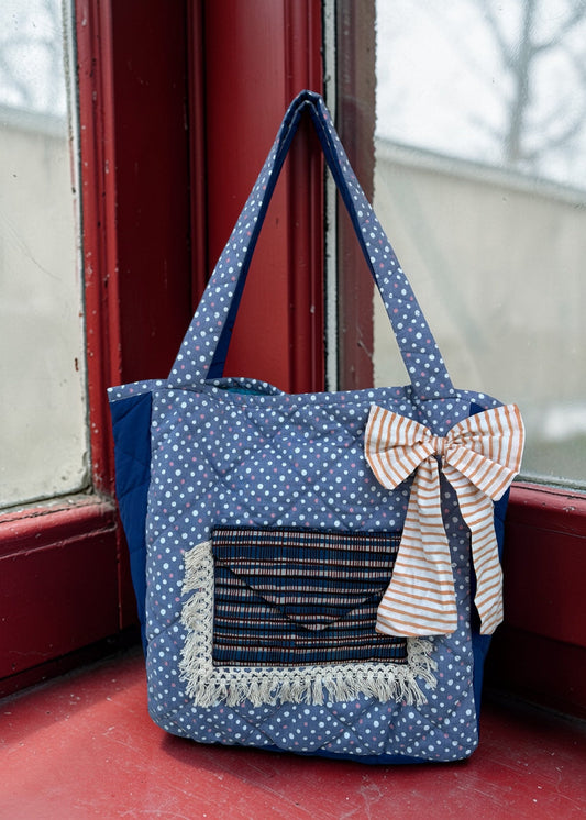 Midnight Polka Bow Tote