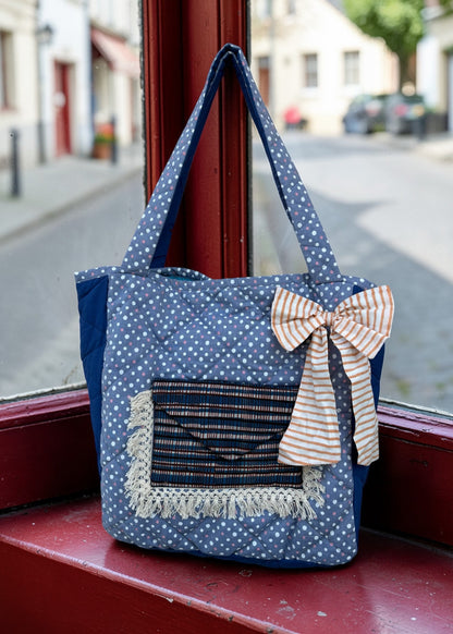 Midnight Polka Bow Tote