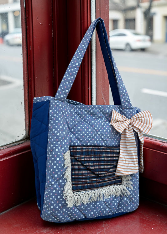 Midnight Polka Bow Tote