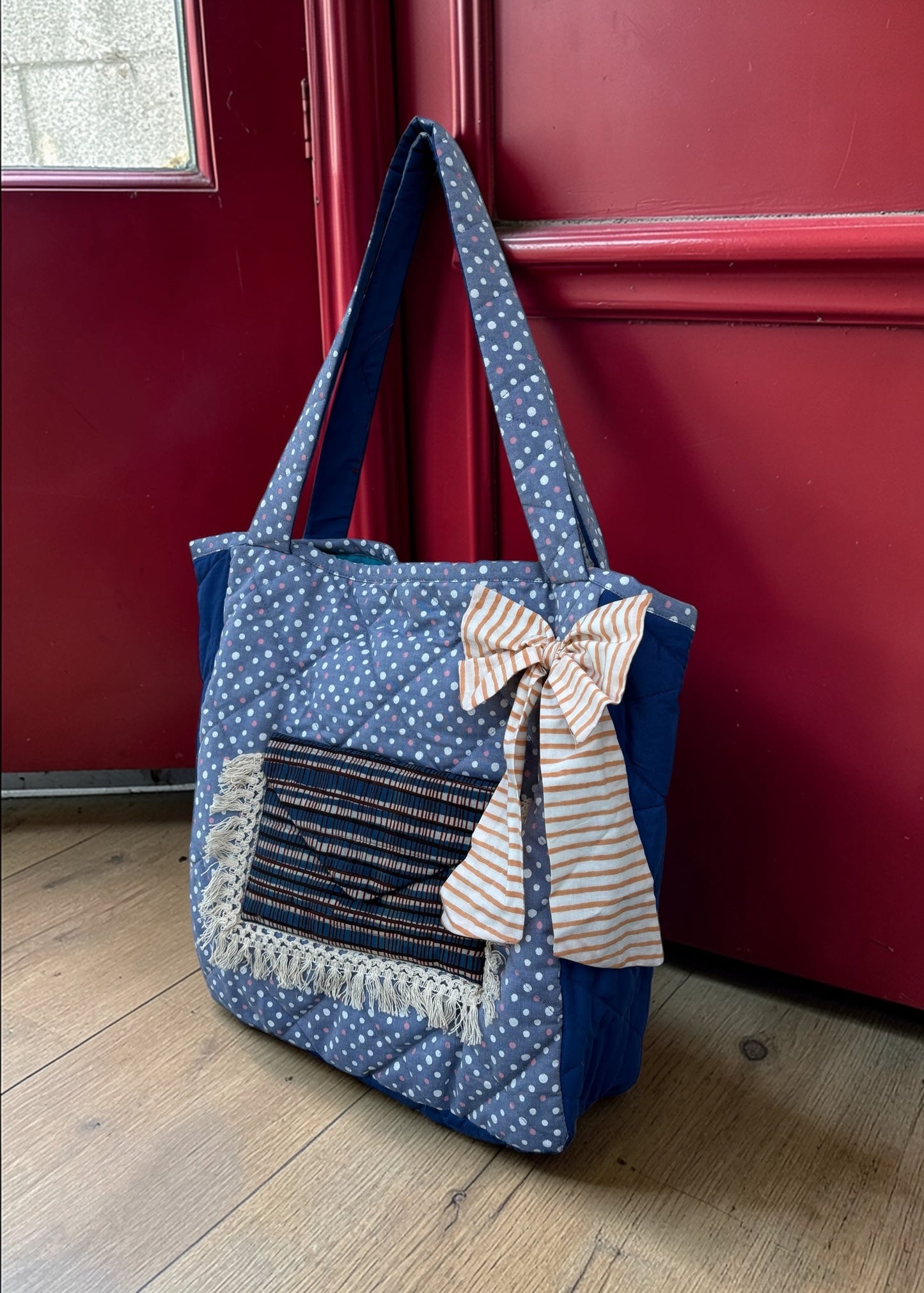 Midnight Polka Bow Tote