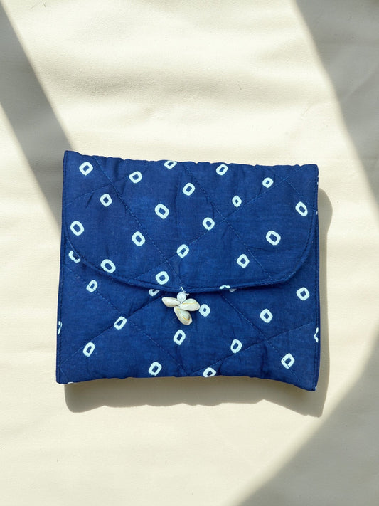 Indigo Tide Quilted Mini Pouch