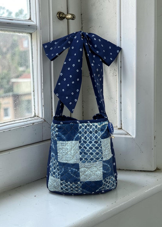 Indigo Patchwork Kantha Sling Tote