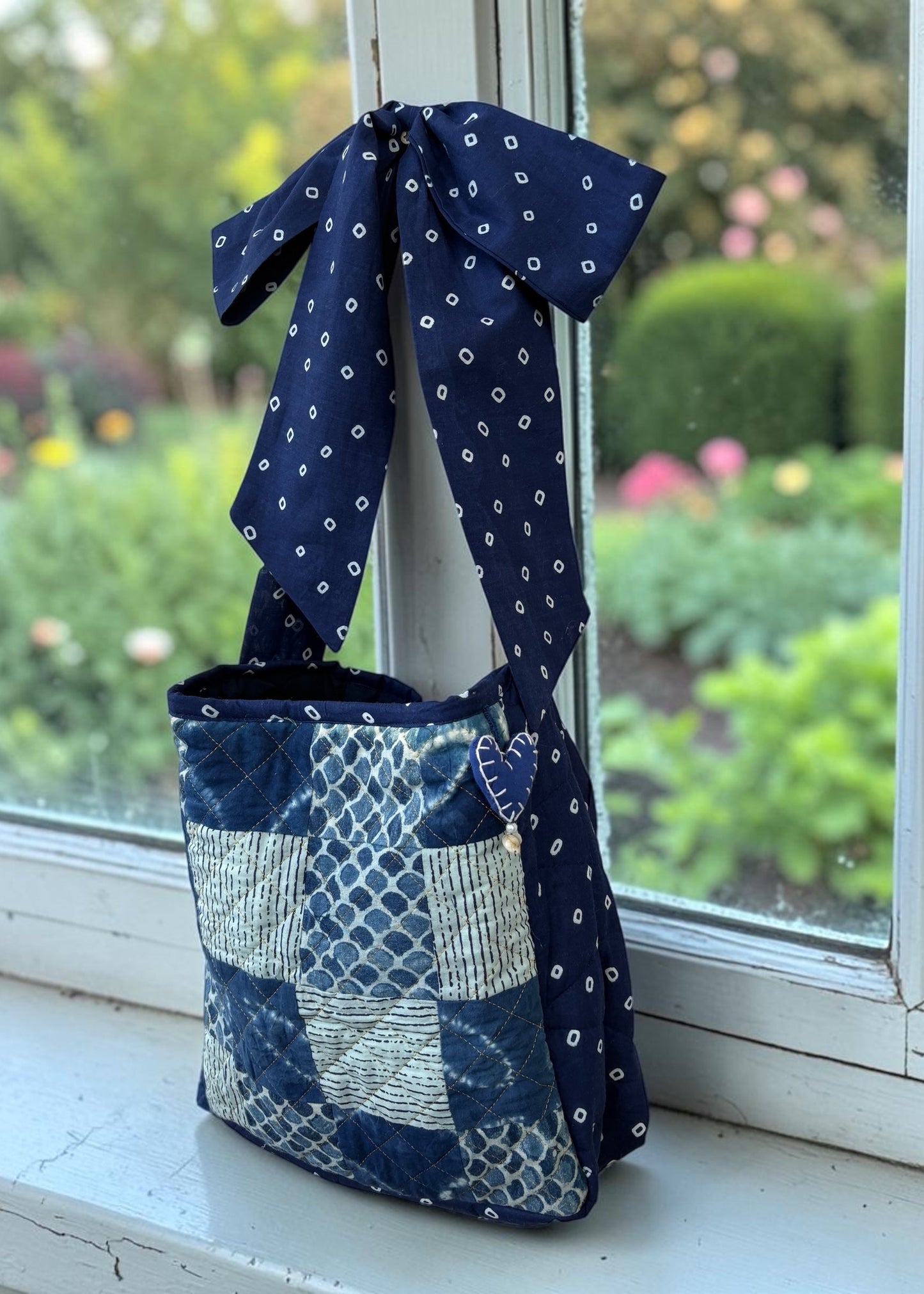 Indigo Patchwork Kantha Sling Tote