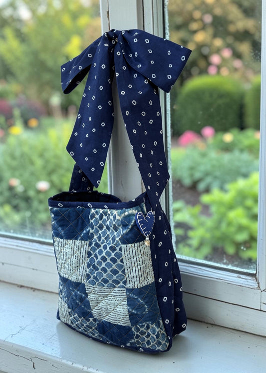 Indigo Patchwork Kantha Sling Tote