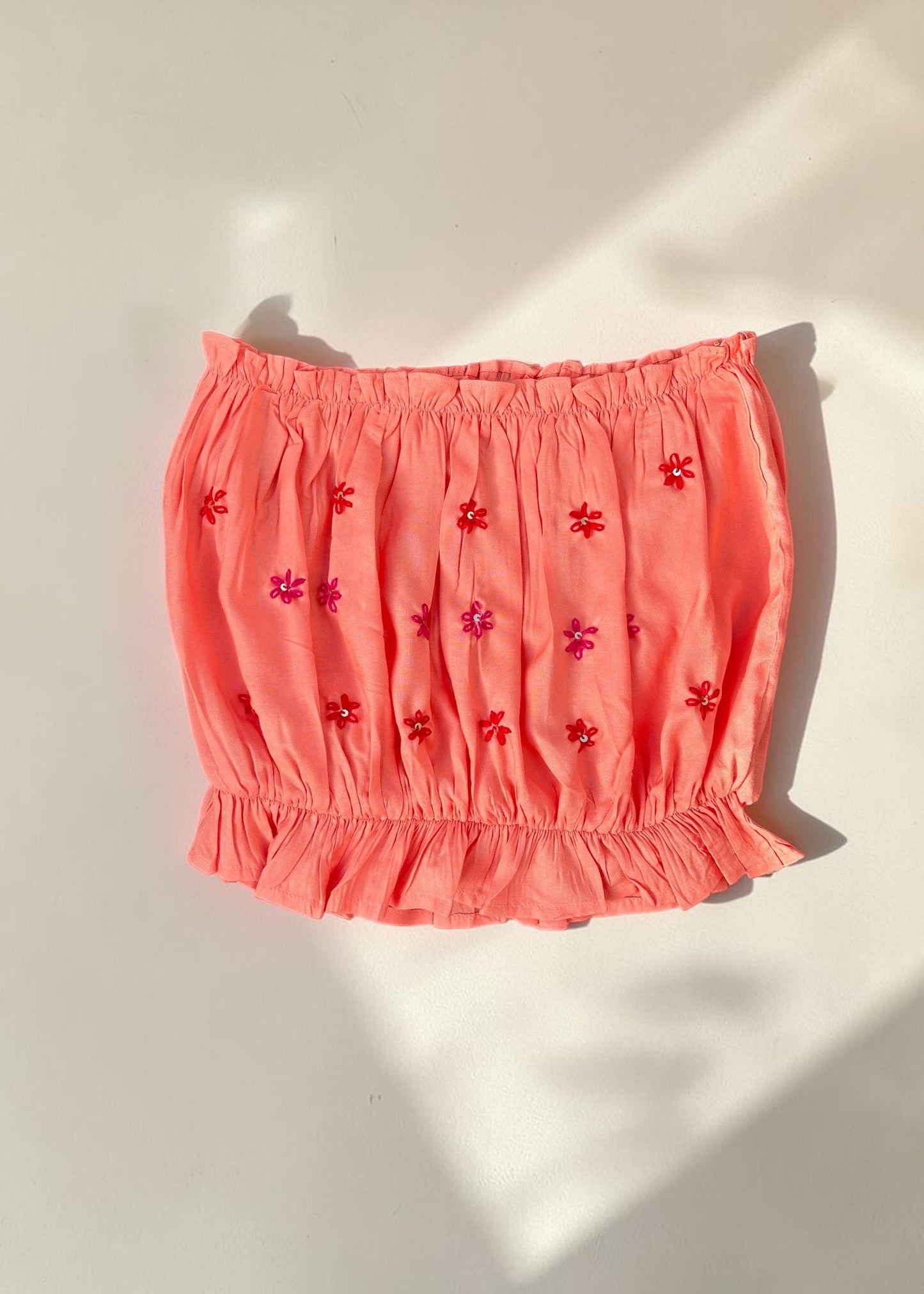 Coral Bloom Smocked Top