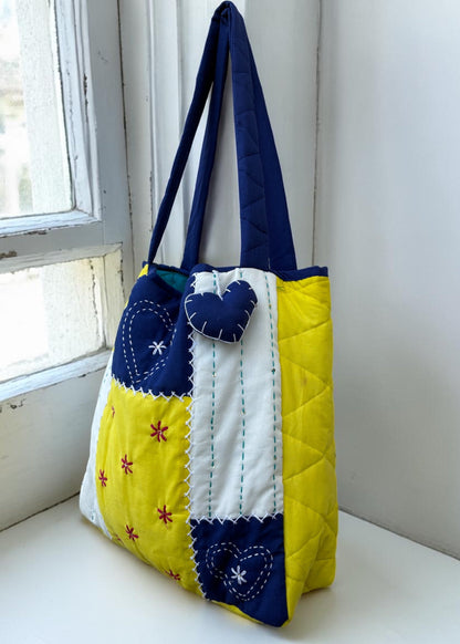 Noor-Waste Heart-Stitched Tote Bag