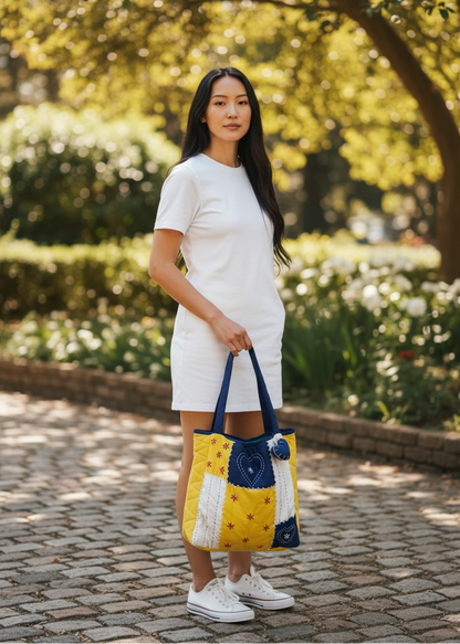 Noor-Waste Heart-Stitched Tote Bag