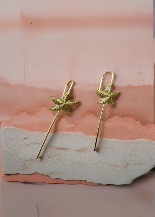 Starfall Brass Long Hook Star Earrings – That Romeo