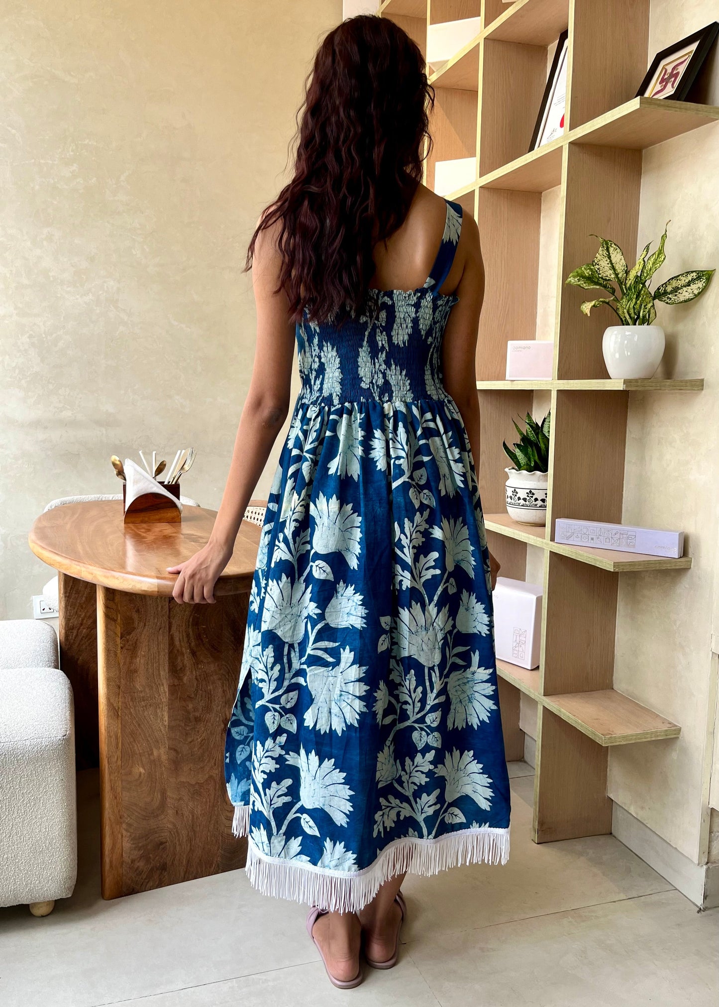 Blue Tropical – Indigo Printed Cotton Maxi Dress